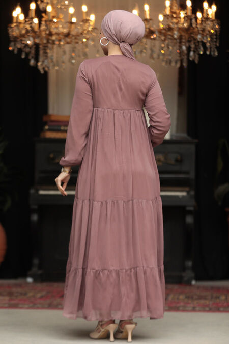 Modest Dusty Rose Long Sleeve Dress 22051GK